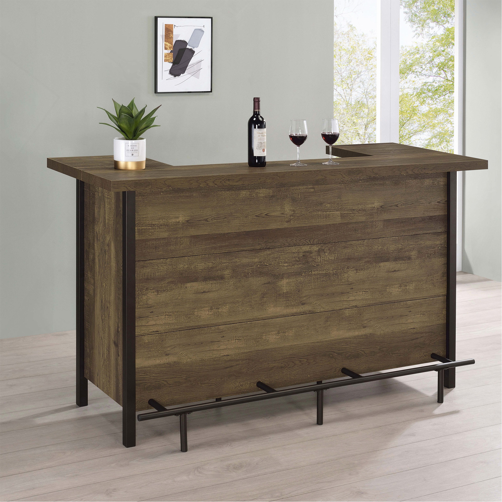 Brayden Studio® Rustic Oak Freestanding Home Bar | Wayfair
